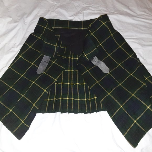 Scot Kilt Plaid, Modern Gordon Tartan: Green Blue Black Yellow, Ren Faire - Picture 7 of 14